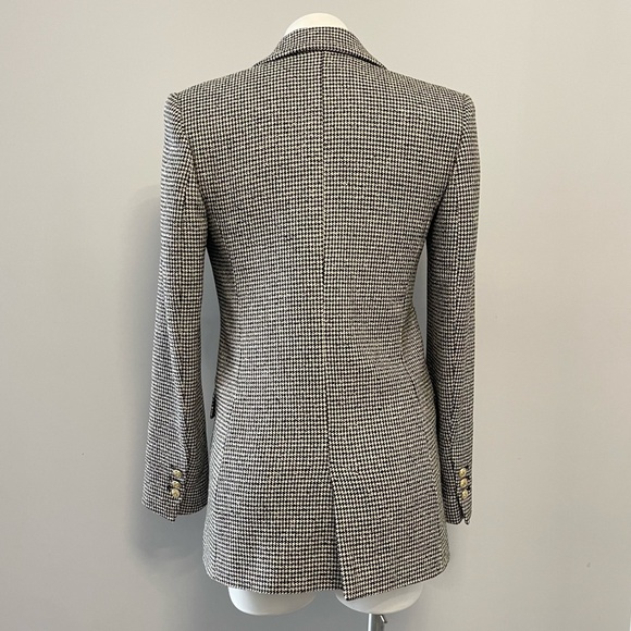 Zara Houndstooth Textured Gold Button Tweed Double Breasted Blazer 2761/255 XS - Picture 9 of 16